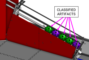 CAD image showing CLASSIFIED ARTIFACTS