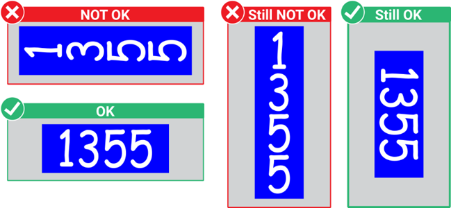 Diagram showing allowed robot sign orientation.